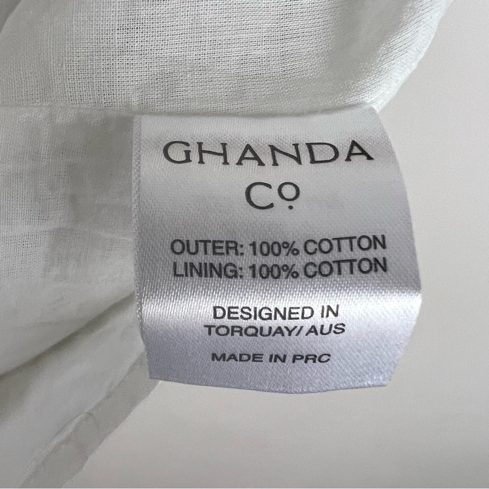 Ghanda Field Mini Dress Green White Floral Back Waist Tie Frill Hem Boho Size M - Picture 12 of 14